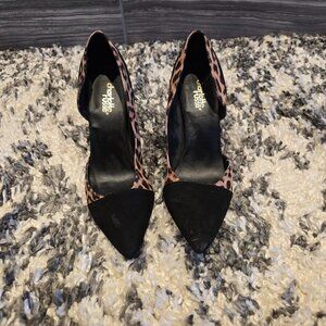 Charlotte Russe Leopard D'Orsay Pumps | Faux Suede | Size 6